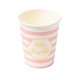 GOBELETS PETITE MERVEILLE RAYE ROSE ET BLANC 255ML  X8