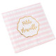 SERVIETTES PETITE MERVEILLE RAYE ROSE ET BLANC 33X33CM  X16