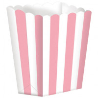 BOITE A POPCORN CARTON RAYEE ROSE PALE X5