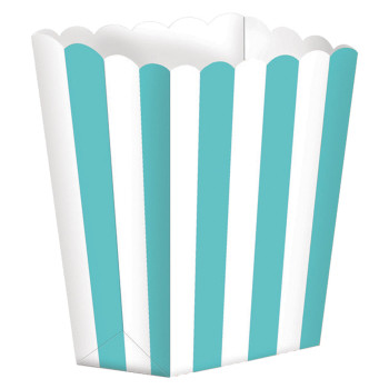 BOITE A POPCORN CARTON RAYEE BLEU VERT X5