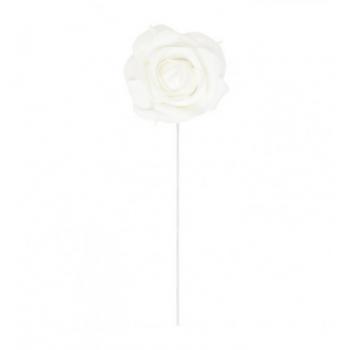 SET 2 ROSES BLANCHES SUR TIGE DIA 10CM