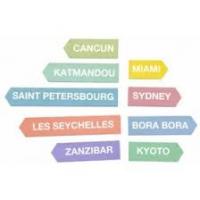 CONFETTIS DE TABLE DESTINATIONS EN BOIS X9 (7,5x1cm)