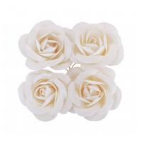 ROSES BLANCHES SATIN D.4CM H.2CM X4