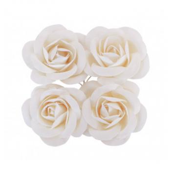 ROSES BLANCHES SATIN D.4CM H.2CM X4