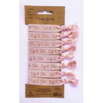 8 BRACELETS EVJF DE FOLIE ROSE FLOQUE ROSE GOLD