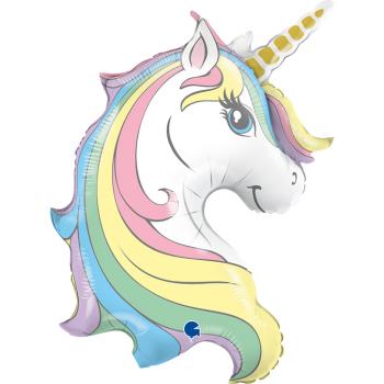 BALLON ALU TETE DE LICORNE MACARON 39"99CM