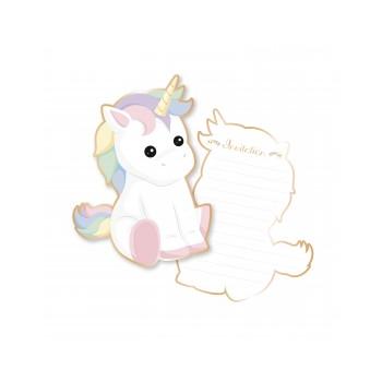 SET INVITATIONS BABY LICORNE X8