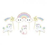 SET DE 6 DECORATIONS BABY LICORNE POUR GATEAU (13cm)