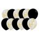 PACK 12 BALLONS NOIR ET CONFETTIS OR