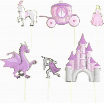 SET DE 6 DECORATIONS PRINCESSE POUR GATEAU (20cm)