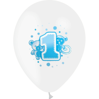 BALLON LATEX "1ER ANNIVERSAIRE" BLEU 11"28CM X10