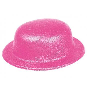 CHAPEAU MELON PAILLETTES ROSE FLUO