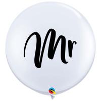 BALLON BLANC "MR" 3"90CM X1