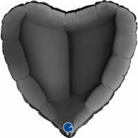 BALLON ALU COEUR NOIR 18"46CM