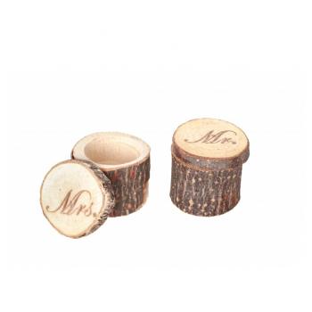 SET 2 BOITES BOIS MR & MRS D. 5.5X H. 4CM