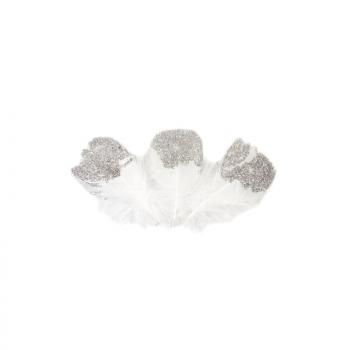 PLUME PAILLETEE DECO ARGENT X25