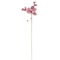 4 ORCHIDÉES & PERLES ROSE SUR PIQUE 25 cm