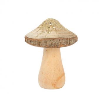 CHAMPIGNON RUSTIQUE BOIS ET POUSSIERE D'ETOILE CHAMPAGNE DIAM 7X8CM