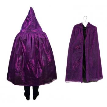 Cape Avec Capuche Pour Déguisement Halloween - Sorcière, Vampire, Carnaval - Taille 140 Cm, Tissu Doux