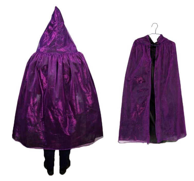 Cape De Sorcière Halloween Unisexe En Velours - Plusieurs Tailles (90 à 170cm) - Avec Capuche