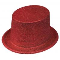 CHAPEAU HAUT DE FORME PAILLETTE ROUGE