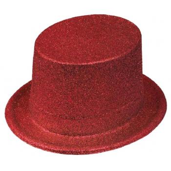 CHAPEAU HAUT DE FORME PAILLETTE ROUGE