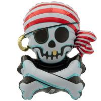 BALLON ALU TÊTE DE MORT PIRATE 14"36CM