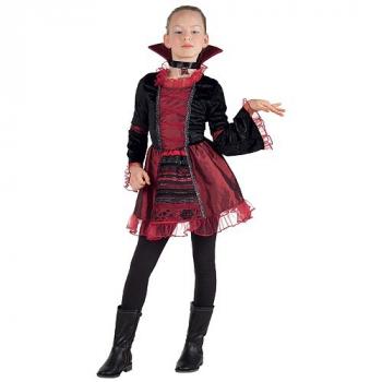 COSTUME VAMPIRESSE NOIR ET ROUGE 4/6ANS