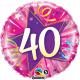 BALLON ALU ROND 40 ANS STAR PINK 18" 46cm