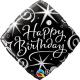 BALLON ALU CARRE HAPPY BIRTHDAY 18 NOIR ET GRIS 18" 46cm