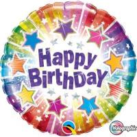 BALLON ALU ROND BIRTHDAY ETOILE 18" 46cm