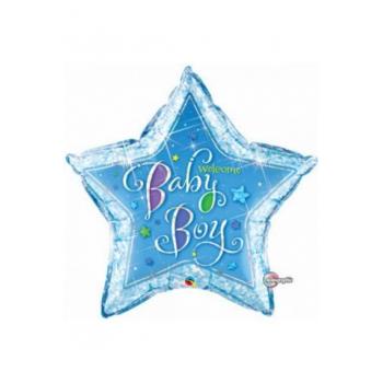 BALLON ALU FORME ETOILE WELCOME BABY BLEU 36" 91CM