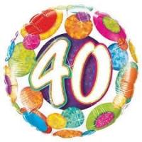 BALLON ALU ROND BIRTHDAY 40ANS HOLO 18" 46cm