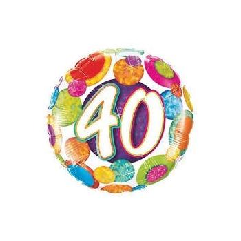 BALLON ALU ROND BIRTHDAY 40ANS HOLO 18" 46cm