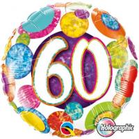 BALLON ALU ROND BIRTHDAY 60ANS HOLO 18" 46cm