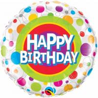 BALLON ALU ROND HAPPY BIRTHDAY RONDS MULTI 18" 46cm