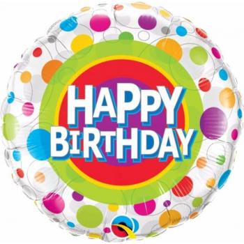 BALLON ALU ROND HAPPY BIRTHDAY RONDS MULTI 18" 46cm