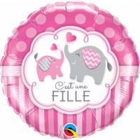 BALLON ALU ROND C'EST 1 FILLE 18" 46cm