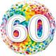 BALLON ALU ROND CONFETTIS 60 ANS 18" 46cm