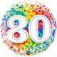 BALLON ALU ROND CONFETTIS 80 ANS 18" 46cm