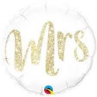 BALLON ALU ROND MRS PAILLETTES DOREES 18" 46CM