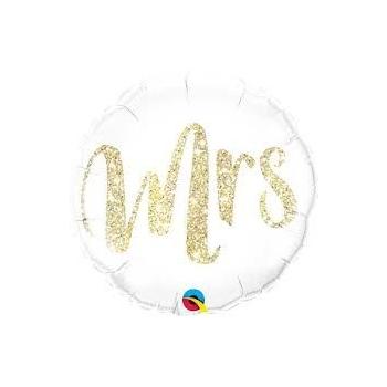 BALLON ALU ROND MRS PAILLETTES DOREES 18" 46CM