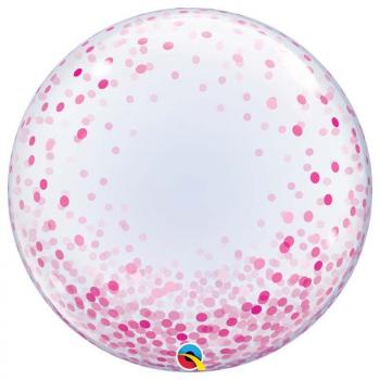 BALLON BUBBLE CONFETTI ROSE 24'