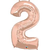 BALLON ALU CHIFFRE 2 ROSE GOLD 34" 86cm