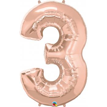 BALLON ALU CHIFFRE 3 ROSE GOLD 34" 86cm