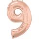 BALLON ALU CHIFFRE 9 ROSE GOLD 34" 86cm