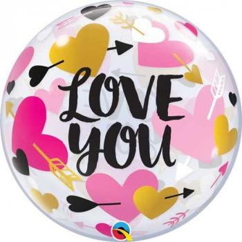 BUBBLE LOVE YOU COEUR ET FLECHE 22" 56CM