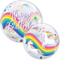 BALLON BUBBLE LICORNE BIRTHDAY 22"56CM