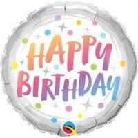 BALLON ALU ROND BIRTHDAY POIS RAINBOW 18" 46CM