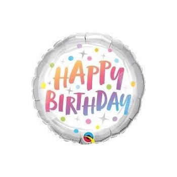 BALLON ALU ROND BIRTHDAY POIS RAINBOW 18" 46CM